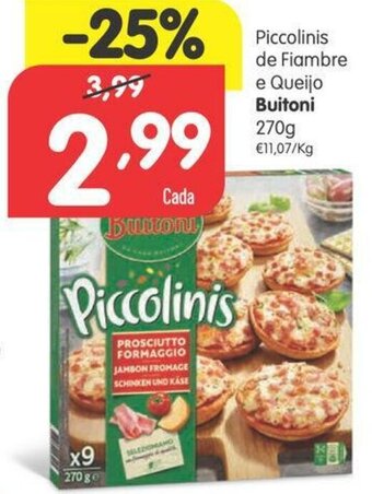 Minipreço Piccolinis de Fiambre e Queijo Buitoni 270g promoção