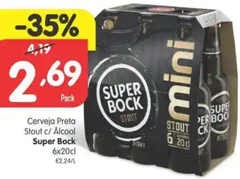 Minipreço Cerveja Preta Stout C/ Álcool Super Bock 6x20cl promoção