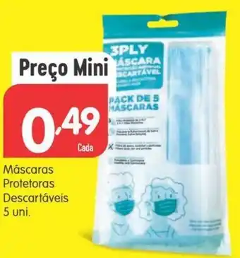 Minipreço Mãscaras Protetoras Descatãveis 5Uni. promoção