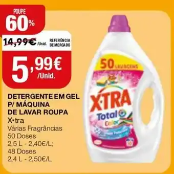Detergente em Gel P/ Máquina de Lavar Roupa X-tra 50 Doses 2,5L/48 Doses 2,4L