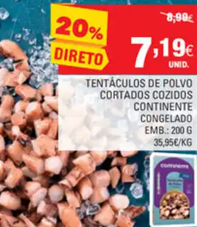 Continente Tentáculos de Polvo Cortados Cozidos Continente Congelado 200g promoção