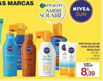 E.Leclerc Protetor Solar para Rosto BB Nivea Sun FPS 50+ 50ml promoção