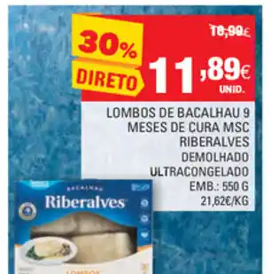Continente Lombos de Bacalhau 9 Meses de Cura MSC Riberalves Demolhado 550g promoção