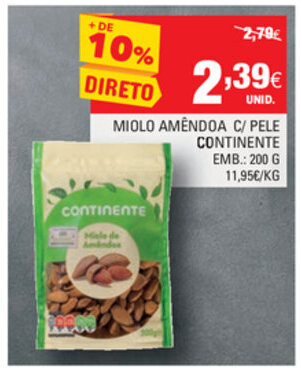 Continente Miolo Amêndoa C/ Pele Continente 200g promoção