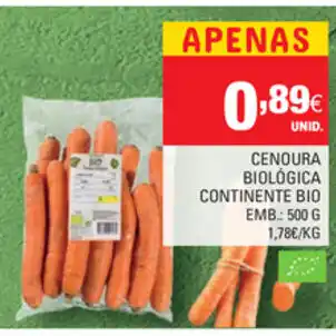 Continente Cenoura Biológica Continente 500g promoção