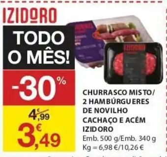 E.Leclerc Churrasco Misto/2 Hambúrgueres de Novilho Cachaço e Acém Izidoro promoção