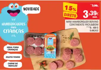 Continente Mini Hambúrguer Bovino Continente 400g promoção