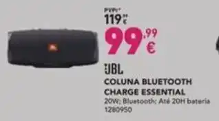 Radio Popular JBL Coluna Bluetooth Charge Essential promoção