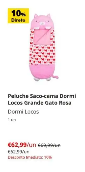 Peluche Saco Cama Dormi Locos Grande Gato Rosa 1 un