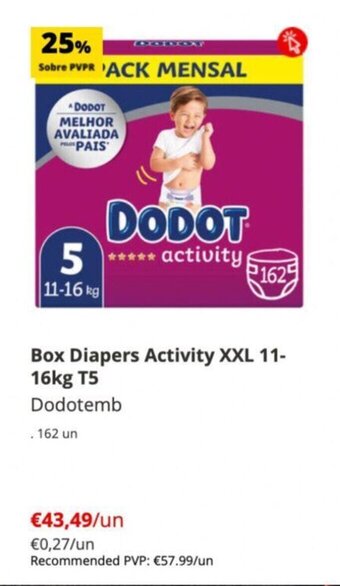 Continente Box Diapers Activity XXL 11- 16kg T5 promoção