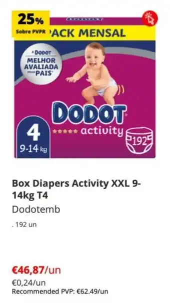 Box Diapers Activity XXL 9 - 14kg T4