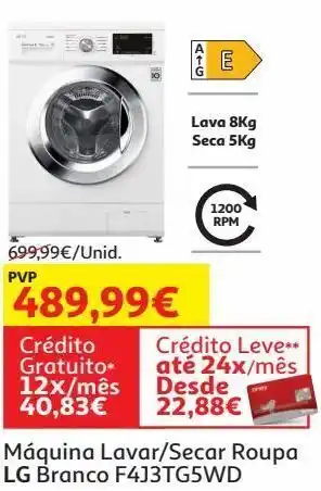 Auchan Maquina lavar/secar roupa lg promoção