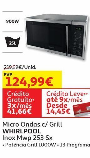 Auchan Micro ondas c/grill whirlpool promoção