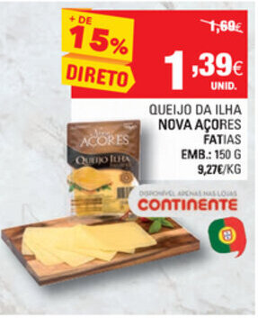 Continente Queijo da Ilha Nova Açores Fatias 150g promoção