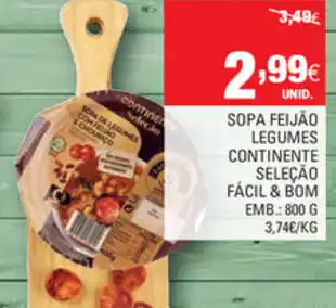 Continente Sopa Feijão Legumes Continente 800g promoção