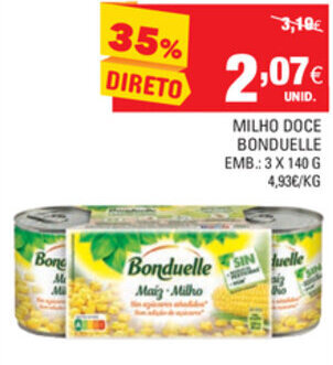 Continente Milho Doce Bonduelle 3x140g promoção