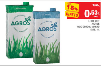 Continente Leite UHT Agros 1L promoção