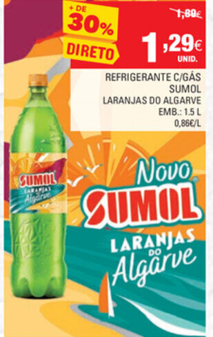 Continente Refrigerante C/ Gás Sumol 1,5L promoção