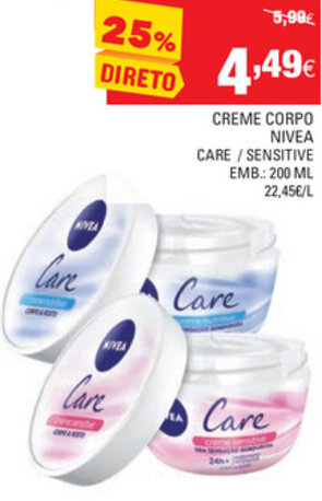 Continente Creme Corpo Nivea 200ml promoção