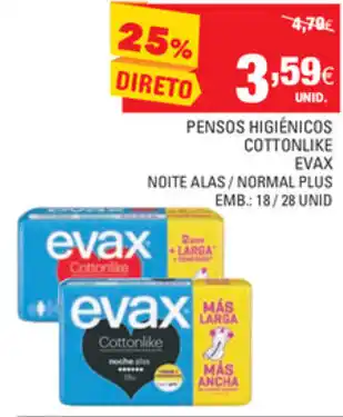 Continente Pensos Higiénicos Cottonlike Evax promoção