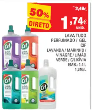 Continente Lava Tudo Perfumado/Gel CIF 1,4L promoção