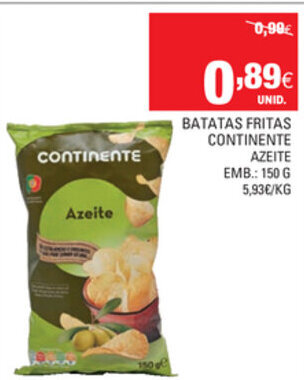 Continente Batatas Fritas Continente 150g promoção
