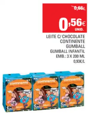 Continente Leite C/Chocolate Continente Gumball 3x200ml promoção