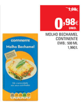 Continente Molho Bechamel Continente 500ml promoção
