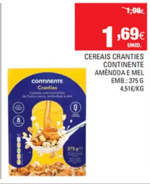 Continente Cereais Cranties Continente 375g promoção
