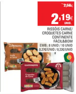 Continente Rissóis Carne/ Croquetes Carne Continente 8 Unid/ 10 Unid promoção