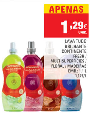 Continente Lava Tudo Brilhante Continente 1,1L promoção