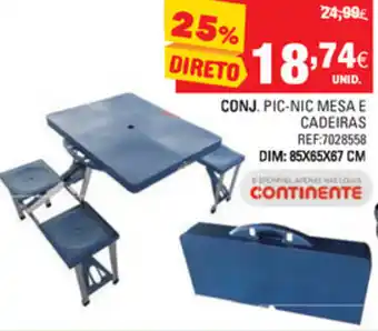 Continente Conj. Pic-Nic Mesa e Cadeiras promoção