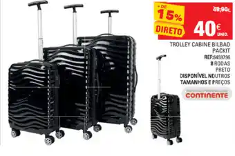 Continente Trolley Cabine Bilbao Packit Preto promoção