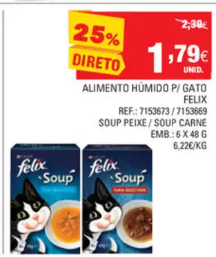 Continente Alimento Húmido P/Gato Felix 6x48g promoção