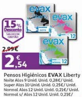Auchan Pensos higiénicos evax promoção