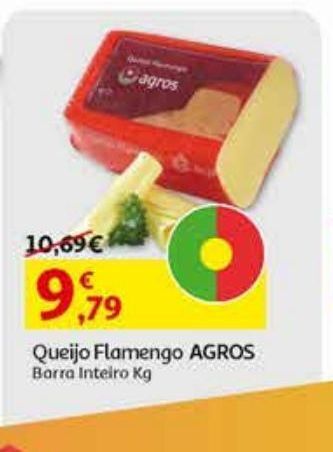 Auchan Queijo flamengo barra agros inteiro kg promoção
