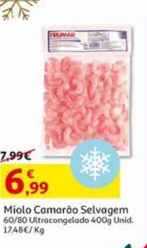 Auchan Miolo camarão selvagem 60/80 ultracongelado 400 gr promoção