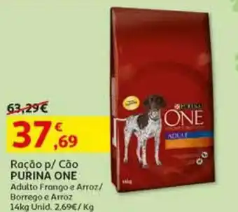 Auchan Ração cão purina one adulto borr/arroz 14k promoção
