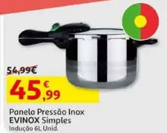 Auchan Panela pressao evinox inox simple ind. 6lt promoção