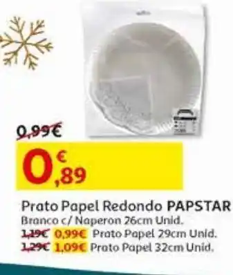 Auchan Prato papel redondo papstar branco com naperon 26cm promoção
