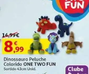 Auchan Dinossauro peluche one two fun colorido sortido 43cm promoção