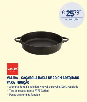 Makro Valira - Cacarola baixa de 20cm Adequado para Inducao promoção