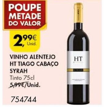 Pingo Doce Vinho ALentejo HT Tiago Cabaço Syrah 75cl promoção