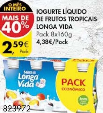 Pingo Doce Iogurte Líquido de Frutos Tropicais Longa Vida 8x160g promoção