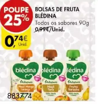 Pingo Doce Bolsas de Frutas Blédina 90g promoção