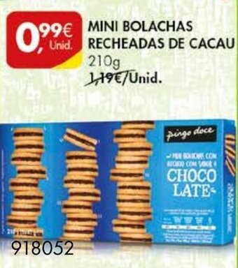 Pingo Doce Mini Bolachas Recheadas de Cacau 210g promoção