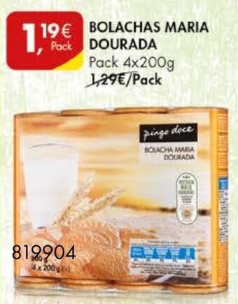 Pingo Doce Bolachas Maria Dourada 4x200g promoção