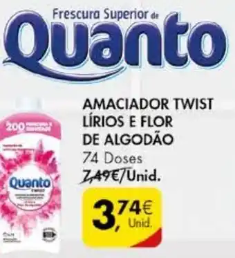 Pingo Doce Quanto Amaciador Twist Lírios e Flor de Algodão 74 Doses promoção