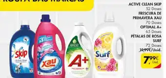 Pingo Doce Active Clean Skip 52 Doses, Frescura de Primavera Xau 70 Doses, Optimal A+ 65 Doses, Pétalas de Rosa Surf 72 Doses promoção