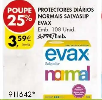 Pingo Doce Protectores Diários Normais Salvaslip Evax 108 Unid promoção